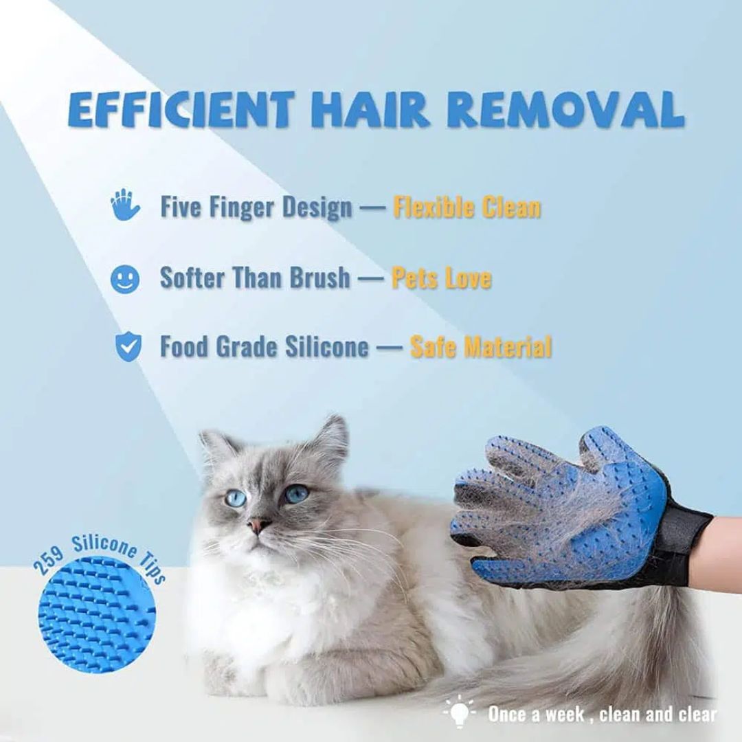 Image showcasing De Shedding Grooming Gloves - PetsOne.pk