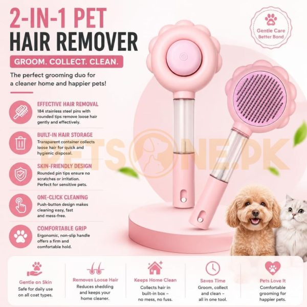 Petzilla 2 in 1 Self Cleaning Brush For Cats And Dogs - Image 3