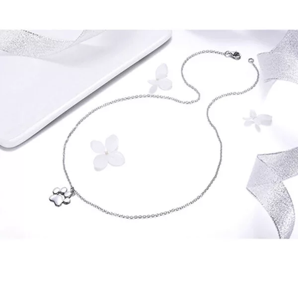 Silver Animal Footprints Dog Cat Footprints Paw Necklaces Pendants Women Silver Jewelry - Image 2