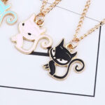 Black Kitty Chain Necklaces Pendants