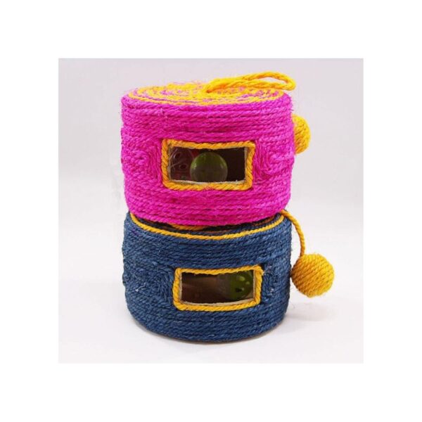 Pet Wearable Sisal Weave Drum with Sound Ball Cat Grab Bucket Scratcher Post Toy - Image 2