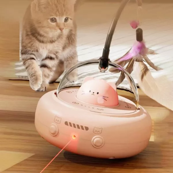 Interactive Rotating Cat Toy with Feathers / Laser / Reachargeable - Image 4