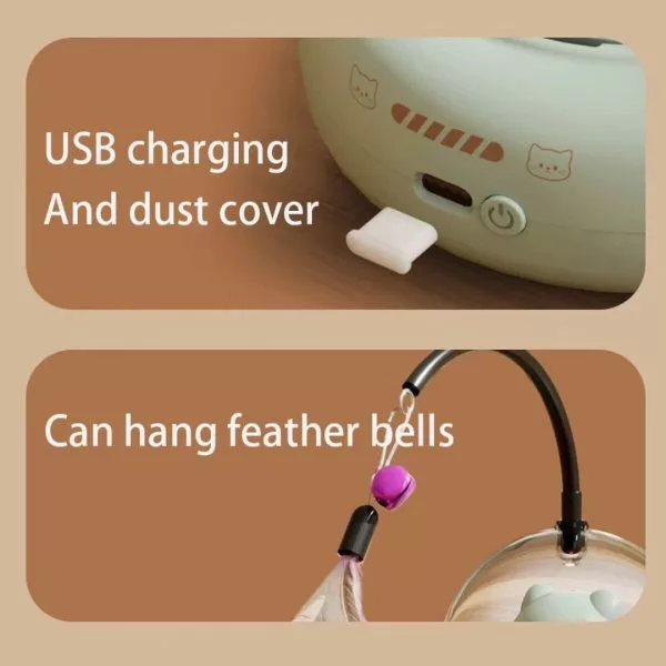 Interactive Rotating Cat Toy with Feathers / Laser / Reachargeable - Image 5