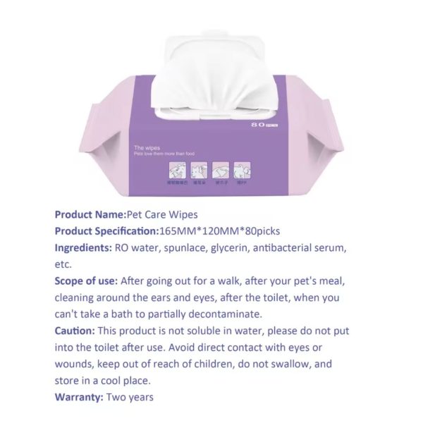 Imprted Pet Care Wipes for Cats And Dogs 80 Sheets Per Pack - Image 5