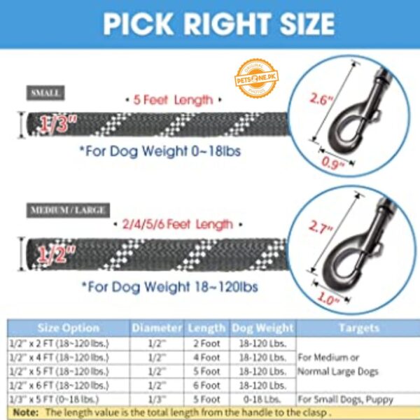 5 FT Strong Dog Leash With Reflective Threads And Small Links - Image 2