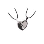 Cat Couple Necklace Stainless Steel Love Heart