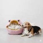 Semi- Enclosed Filling Round With Frog Shap Cat Bed Design – D