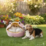 Semi- Enclosed Filling Round With Frog Shap Cat Bed Design – D - Image 3