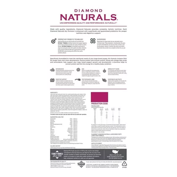 Diamond Naturals Large Breed Puppy Formula Lamb And Rice Dog Dry Food - Image 2