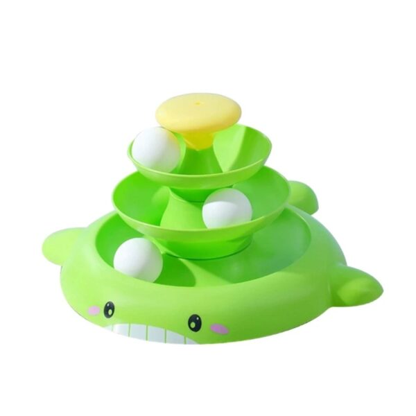 Fish Face Funny Cat Pet Toy Cat Toys Intelligence Triple Play Disc Cat With Feather – 05 - Image 2