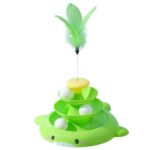 Fish Face Funny Cat Pet Toy Cat Toys Intelligence Triple Play Disc Cat With Feather – 05 - Image 3