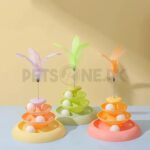 Funny Cat Pet Toy Cat Toys Intelligence Triple Play Disc Cat With Feather – 04