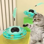 Funny Cat Pet Toy Cat Toys Intelligence Triple Play Disc Cat With Feather – 06 - Image 7