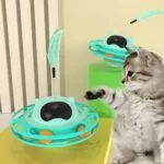 Funny Cat Pet Toy Cat Toys Intelligence Triple Play Disc Cat With Feather – 06 - Image 7