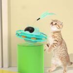 Funny Cat Pet Toy Cat Toys Intelligence Triple Play Disc Cat With Feather – 06 - Image 8