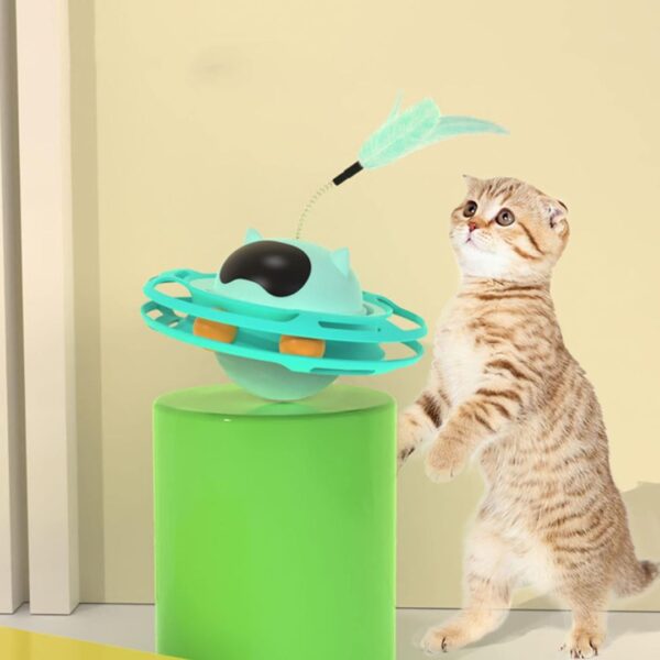 Funny Cat Pet Toy Cat Toys Intelligence Triple Play Disc Cat With Feather – 06 - Image 8
