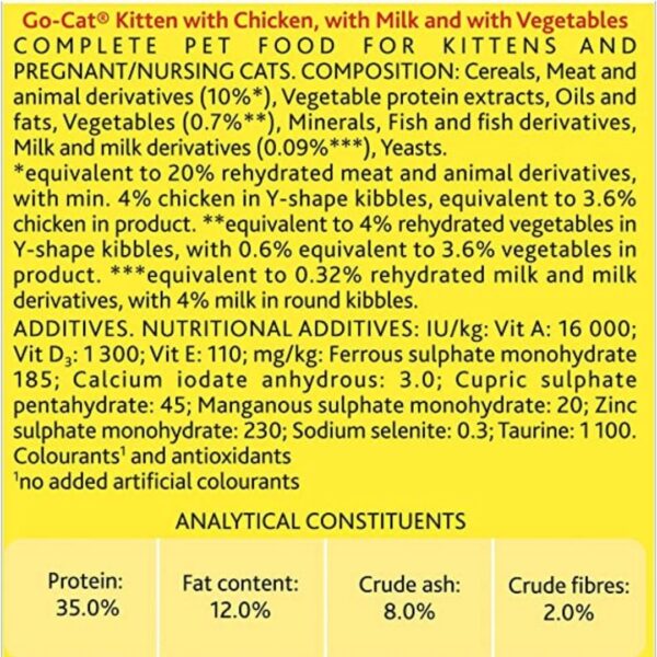 Purina GoCat 1-12 Months Kitten Dry Food Chicken And Turkey With Milk And Vegetable – 2kg - Image 2
