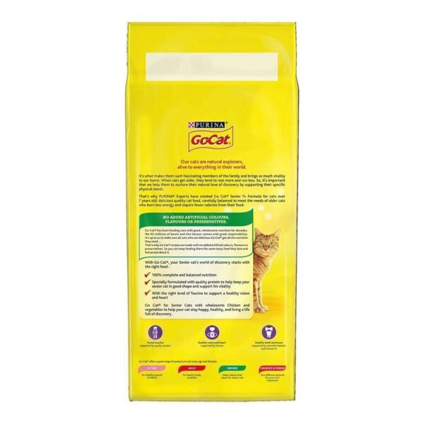 Purina GoCat Senior 7+ Dry Cat Food with Chicken, Turkey and Vegetables – 2kg - Image 2