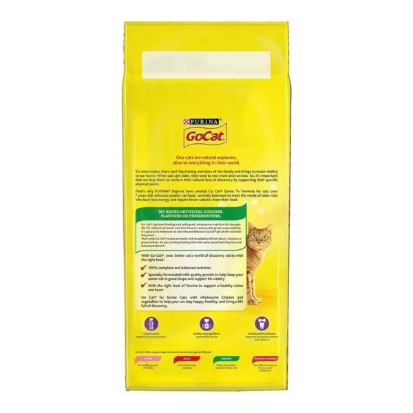 Purina GoCat Senior 7+ Dry Cat Food with Chicken, Turkey and Vegetables – 2kg - Image 2