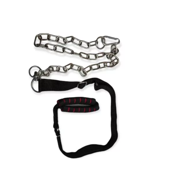 6.5 Feet Nylon Belt and Chain Leash with Choke Chain Collar – 3 in 1 - Image 2