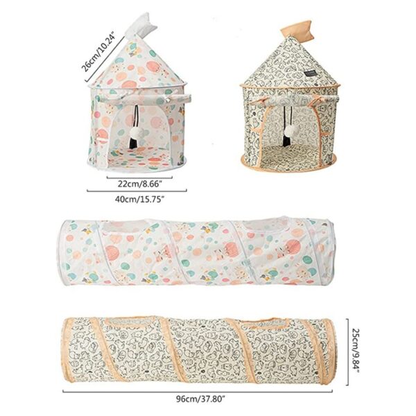 Premium Indoor Home Foldable Soft Cat Tunnel Tubes  – Castle - Image 3