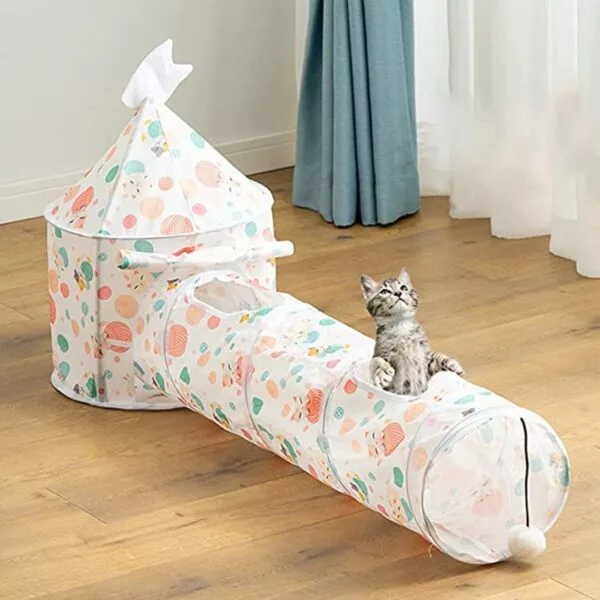 Premium Indoor Home Foldable Soft Cat Tunnel Tubes  – Castle - Image 10