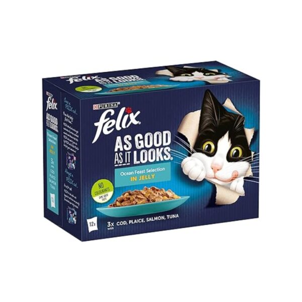 Purina Felix As Good As it Looks Cat Food Ocean Feast Selection In Jelly – 12 Pouch Box - Image 2