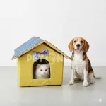 Soft Indoor House Cum Bed/ Cat Dog House / Bow Design