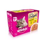 WHISKAS 1+ Cat Pouches Pure Delight Poultry Selection Shred in Jelly 12 x 85g