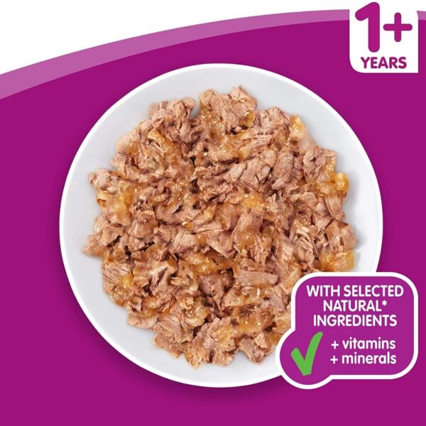 WHISKAS 1+ Cat Pouches Pure Delight Poultry Selection Shred in Jelly 12 x 85g - Image 2