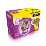 WHISKAS 2-12 Months Kitten Poultry Selection in Gravy – 12 Pouch Box