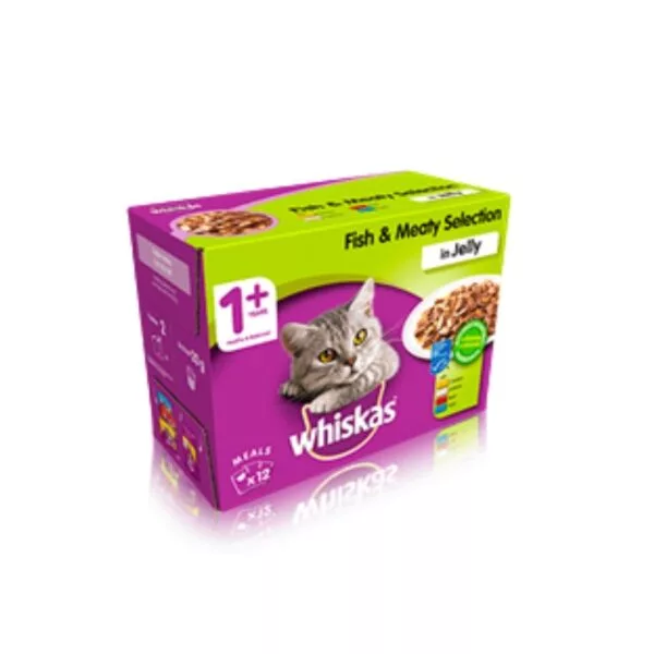 WHISKAS 1+ Cat Pouches Casserole Fishy n Meaty Selection in Jelly 12 x 100g Pack - Image 2