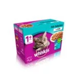 WHISKAS 1+ Cat Pouches Casserole Fish Selection in Jelly 12 x 100g