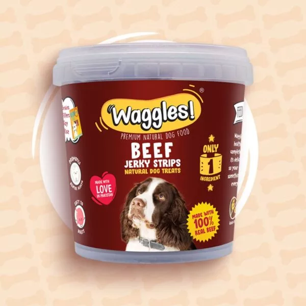 Waggles Jerky Strips Beef – Dog Treats 100g - Image 3
