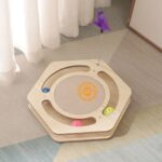 Wooden Cat Playing Track Tower Hexagon Shape