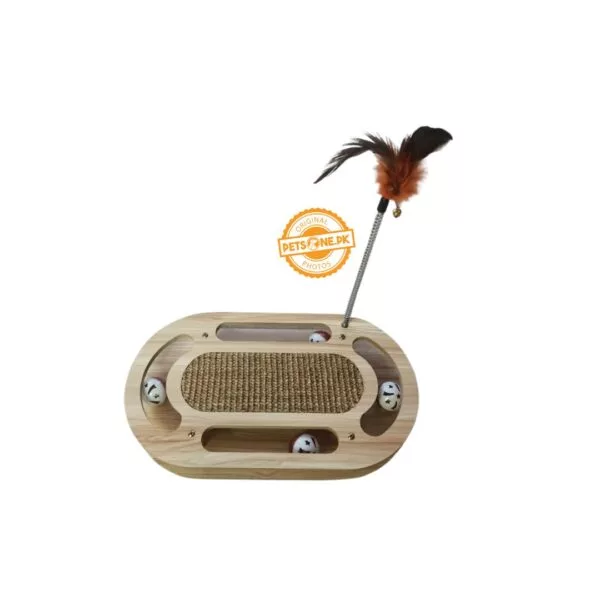 Wooden Cat Playing Track Tower Oval Shape - Image 2