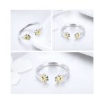 Silver Glossy Lucky Cat Ring Lovely Simple Animal Wedding Rings For Women Girls