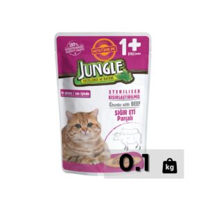Jungle Adult Cat Pouches for Sterilization Cat – 100 Gram – Beef