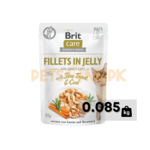 Brit Care Cat Pouch Fillets In Jelly For Adult Cats With Fine Trout And Cod – 85 Gram