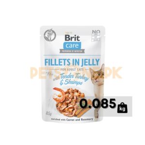 Brit Care Cat Pouch Fillets In Jelly For Adult Cats With Tender Turkey And Shrimps – 85 Gram