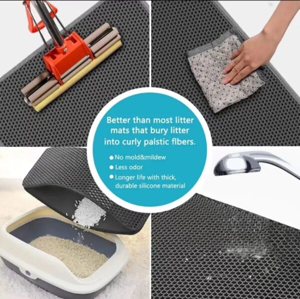 Cat Litter Mat With Double Layer / Waterproof Pet Litter Box Mat Non-slip Sand Washable Mat - Image 6