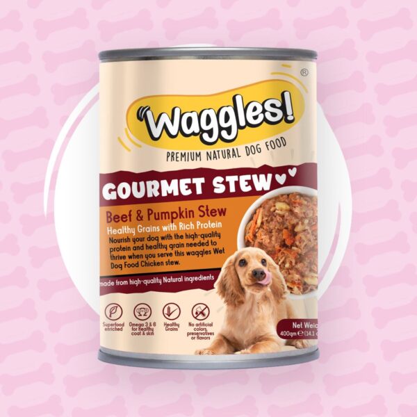 Waggles Dog Wet Food Beef And Pumpkin Gourmet Stew – 400 Gram - Image 2