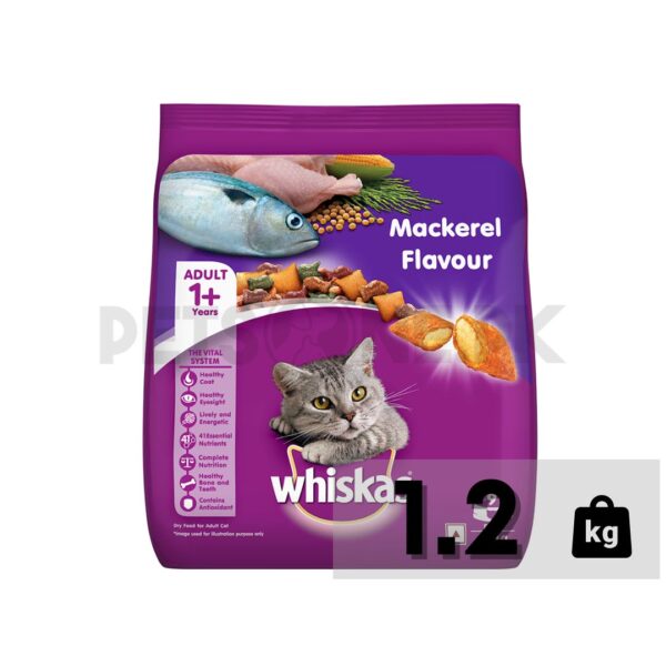 Whiskas 1+ Adult Dry Cat Food Mackerel Flavor - Image 3