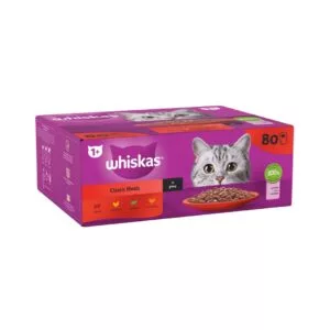WHISKAS® 1+ Classic Meals Adult Wet Cat Food Pouches in Gravy 80 x 85g