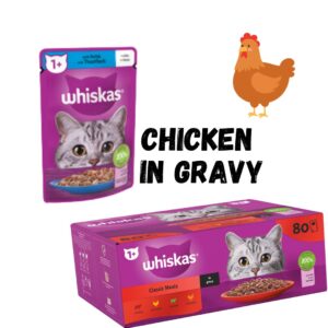 WHISKAS® 1+ Classic Meals Adult Wet Cat Food Pouches in Gravy 80 x 85g