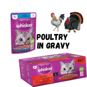 WHISKAS® 1+ Classic Meals Adult Wet Cat Food Pouches in Gravy 80 x 85g