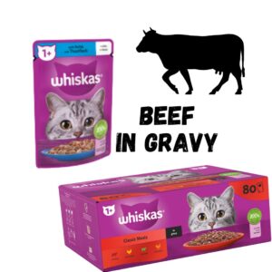 WHISKAS® 1+ Classic Meals Adult Wet Cat Food Pouches in Gravy 80 x 85g