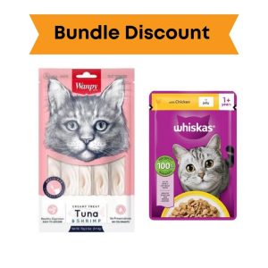 Bundle:  Wanpy Lickable Treats For Cat – Tuna Shrimp / Whiskas Jelly Pouch