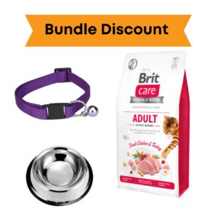 Bundle: Brit Care Cat Food / Nylon Cat Bell Collar/ Bowl