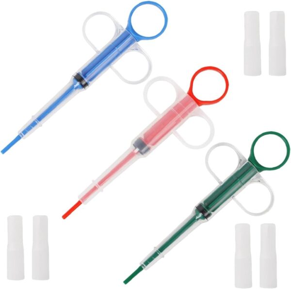 3-Piece Pill Gun Kit for Pets – Reusable Syringe with Silicone Tip for Pills, Liquid, Capsule Dispenser for Cats, Dogs